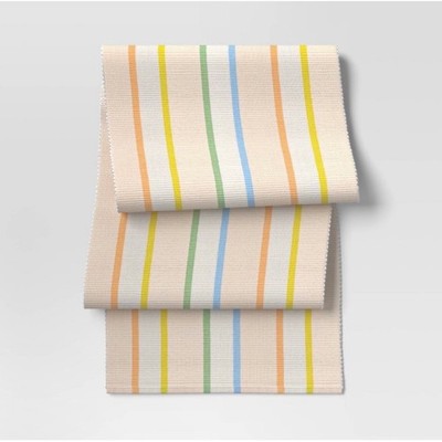 Target Room Essentials Striped Table Runner Cream Yellow Orange Blue Green 72in