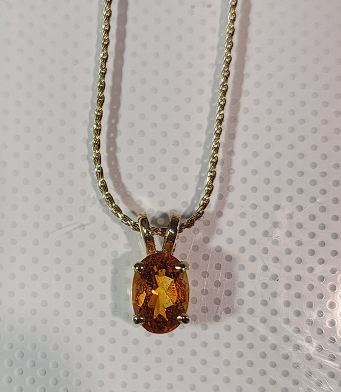 14K Yellow Gold Citrine Pendant Necklace 18"  2.42g - Gold Line Jewelers
