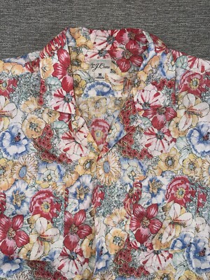 J. Crew Linen Shirt Men s Medium Floral S/S Button Down Loop Camp Collar