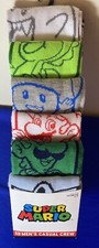 Super Mario Nintendo 6 Pair Crew Socks Men Size 8-12 Bioworld NEW