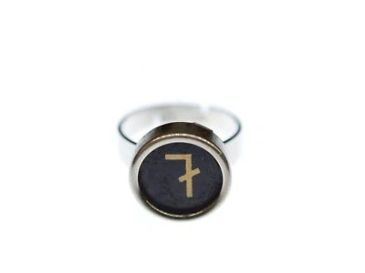 Schreibmaschinentaste Taste Ring Vintage Miniblings Polnisch Upcycling Schwarz - Bild 1 von 3