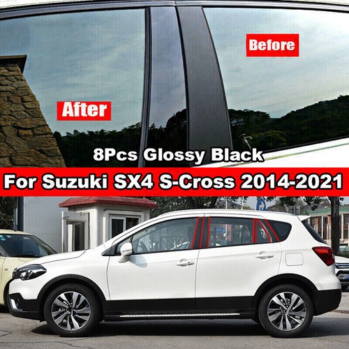 For Suzuki SX4 s-cross 2014-2021 Pillar Post Window Door Decal Trim Cover Black - Picture 4 of 16