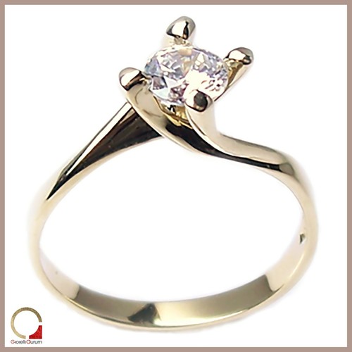 Anillo Solitario Oro Amarillo de Mujer para Compromiso con Zircon | eBay