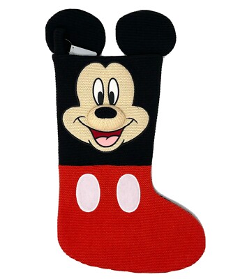 Disney Parks Mickey Mouse Knit Christmas Holiday Stocking NEW