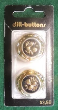 2pc Dill-Buttons of America #517 24K Gold Plated Size 1" (25mm) Dome w/ Flowers