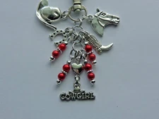 WESTERN COWGIRL BOOT HORSE LOVE KEY CHAIN CLIP FOR PURSE BAG CHARM ZIPPER PULL