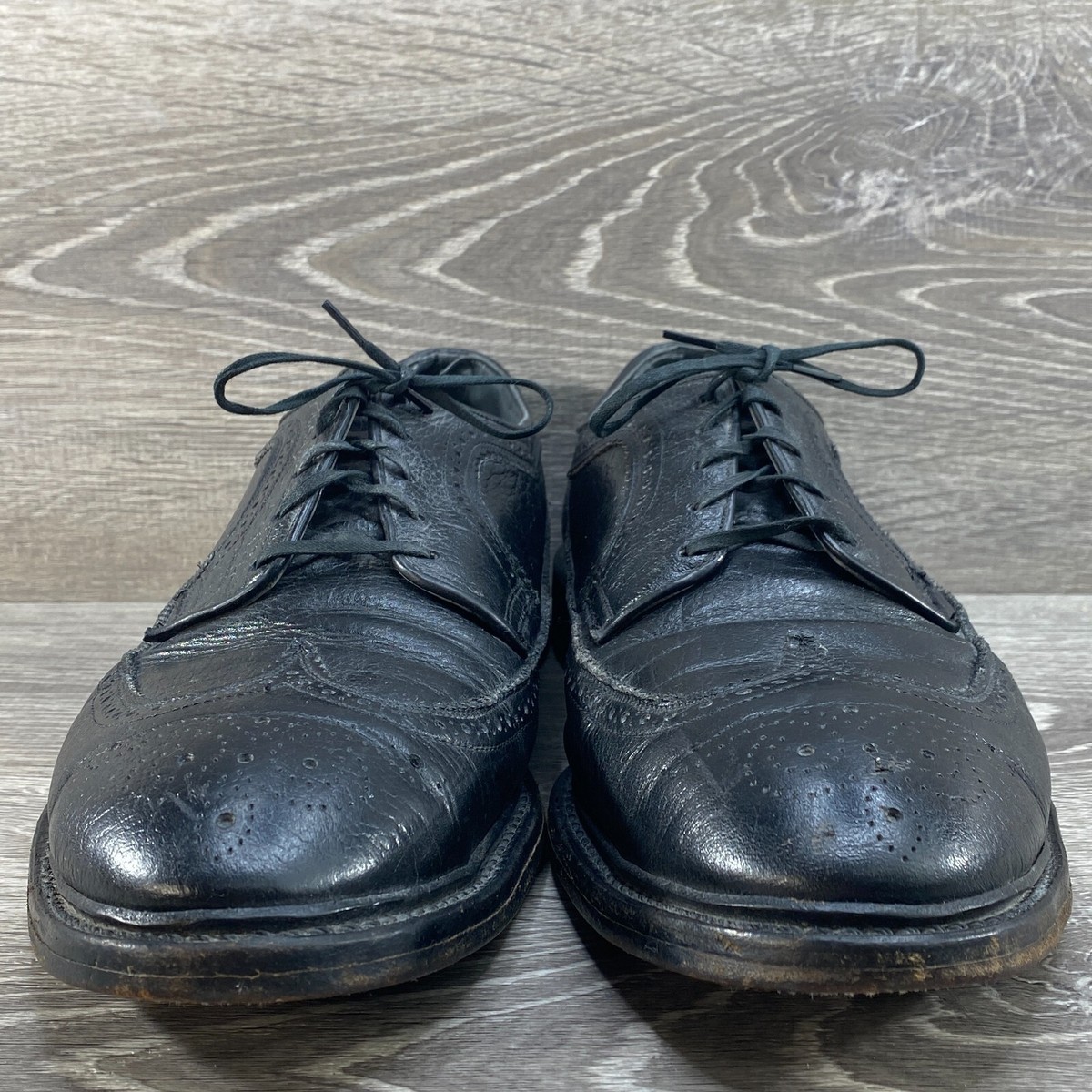 HY-TEST Black Leather Wing-Tip Steel-Toe Vintage Work Dress  display picture 3