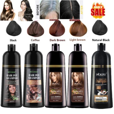 MS.DEAR MOKERU 500ML Instant Hair Dye Shampoo Natural Plant Essence Argan Oil 5 Colors