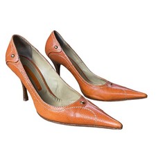 Stiletto Heels Gianmarco Lorenzi Women's SZ 38.5 Windsor Tan Leather Vero Cuoio