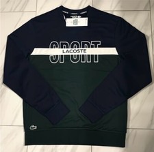 Lacoste Sport Men's Colorblock Crewneck Sweatshirt Navy Blue Dark Green 145 New