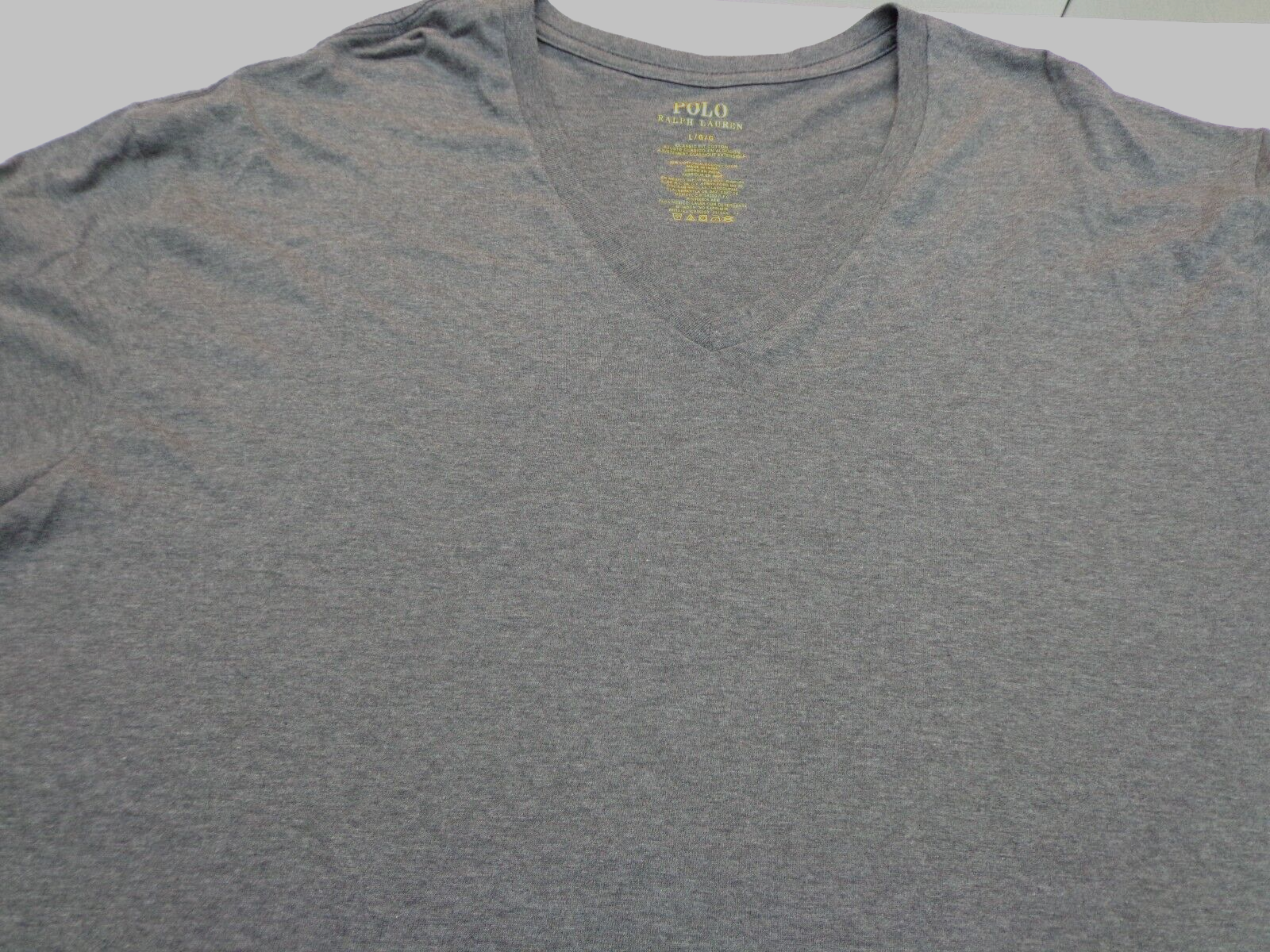 Polo Ralph Lauren Men's Gray Red Pony V neck T Shirt Size Large