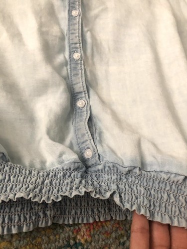&SHIRT by H&M Damen Chambray Top Shirt hellblau Gr. 4 elastische Taille - Bild 3 von 9