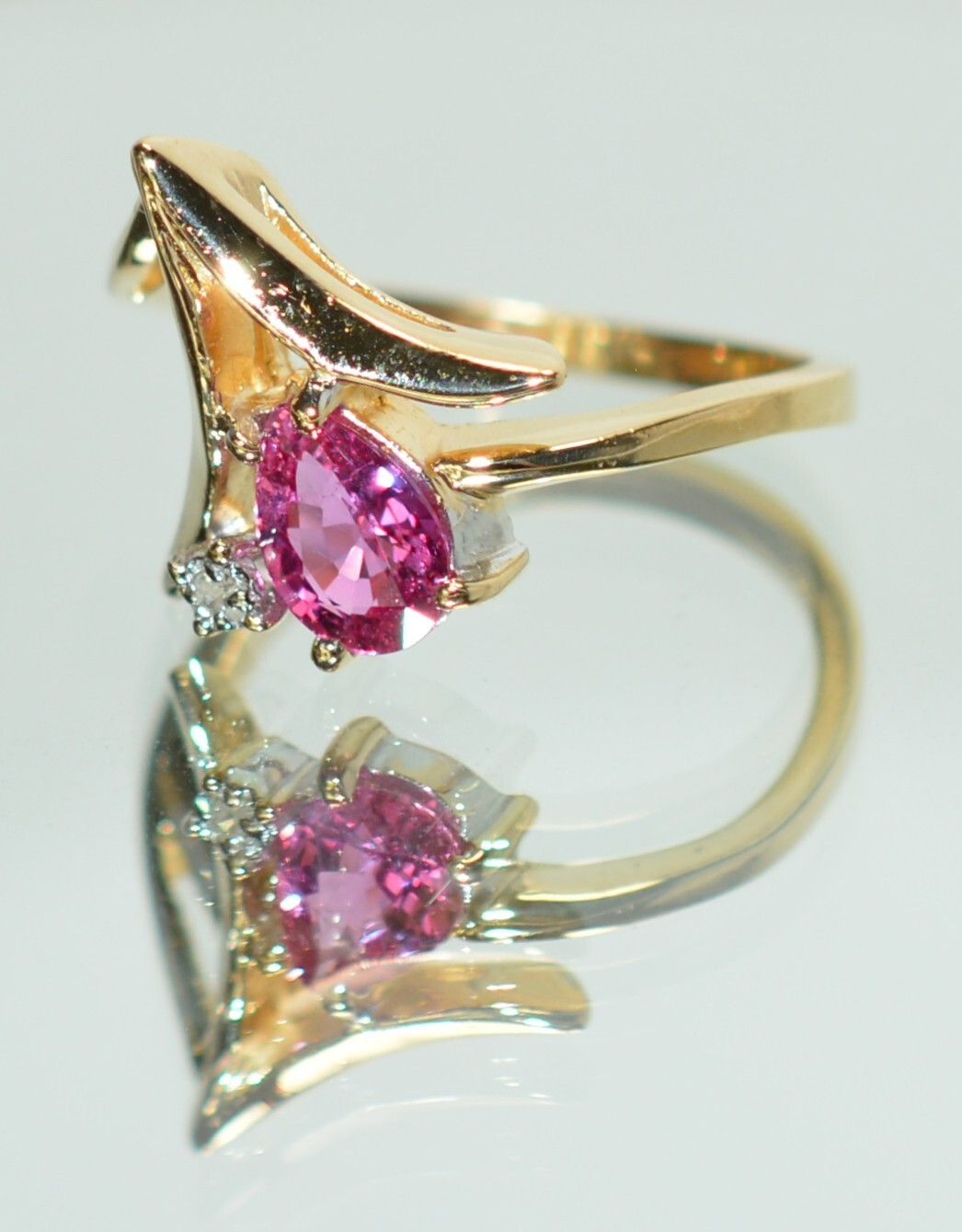 Natural Ruby & Diamond Ring 14K Solid Gold .69tcw… - image 8