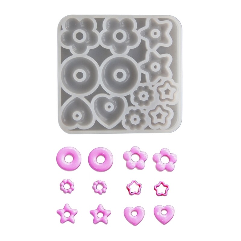 Silicone Resin Molds for Jewelry Keychains Hearts Stars Flowers