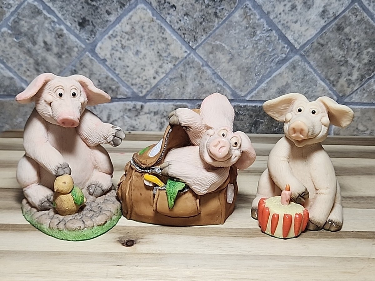 Piggin Pig Collectable Hand Made By David Corbridge Set Of 3
