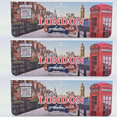 Lot Of 3 Essence Welcome To London 12 Pan Eyeshadow Palette Orange Blue Neutral