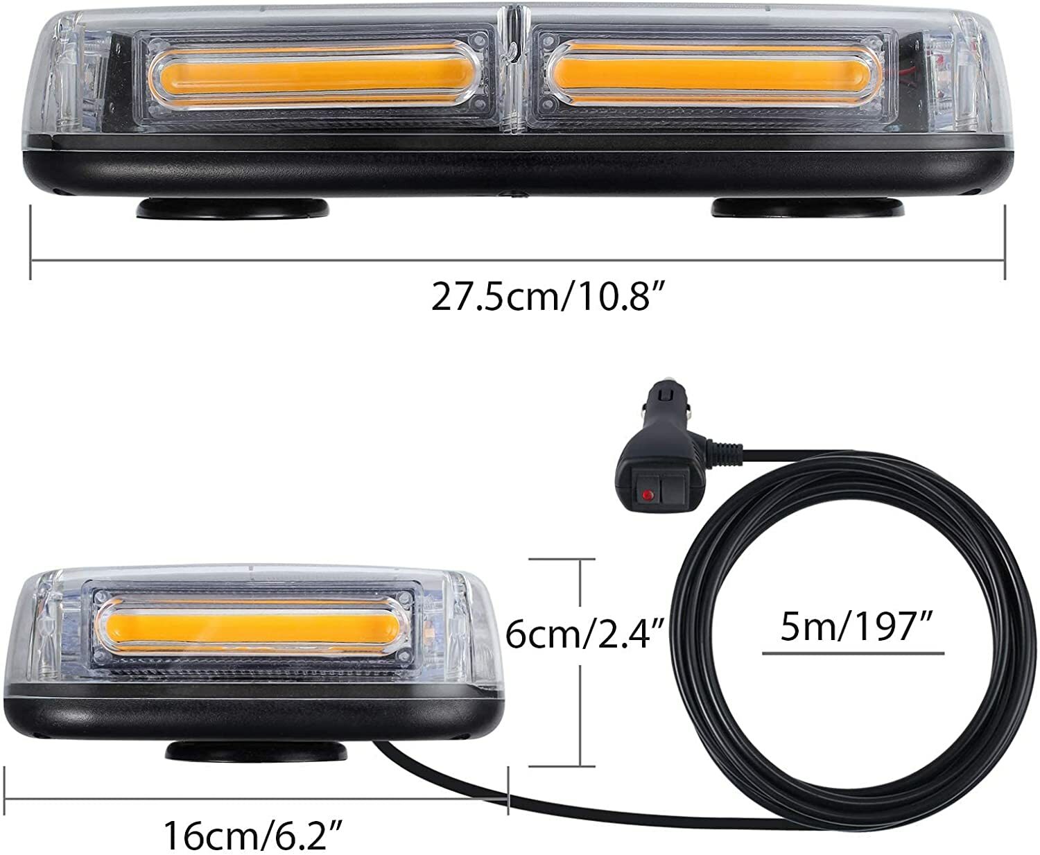 Gyrophare LED orange et barre multifonction 12V 24V pour sécurité de chantier - 2