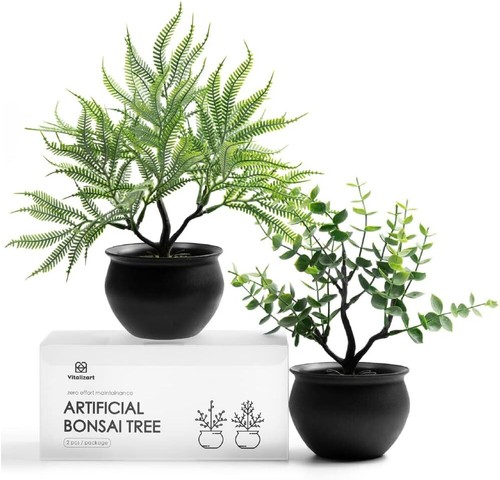 2 Fake Plants Small Artificial Plants Potted Mini Faux Plants for Bathroom Bedro
