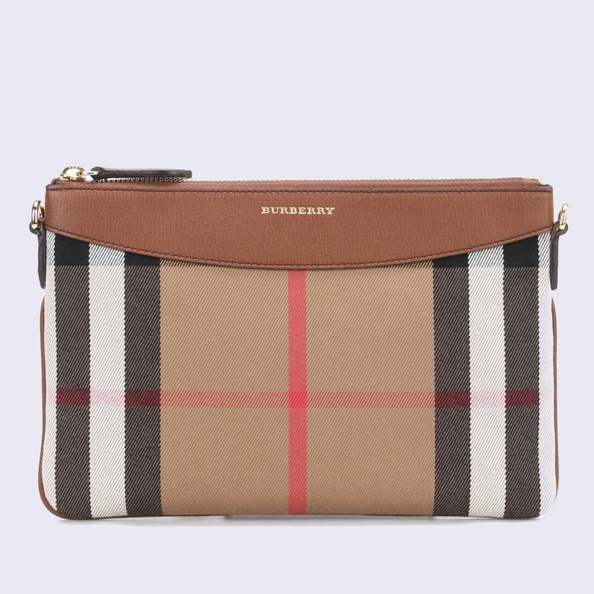 Burberry Peyton Sequin House Check Pink Metallic Brown Canvas