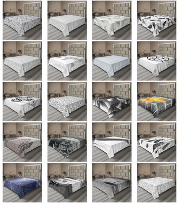 Ambesonne Grey Details Flat Sheet Top Sheet Decorative Bedding 6 Sizes