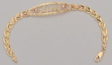 14K Yellow White Rose Gold Love Heart Diamond Cut Link Chain Bracelet 6.5 " B3