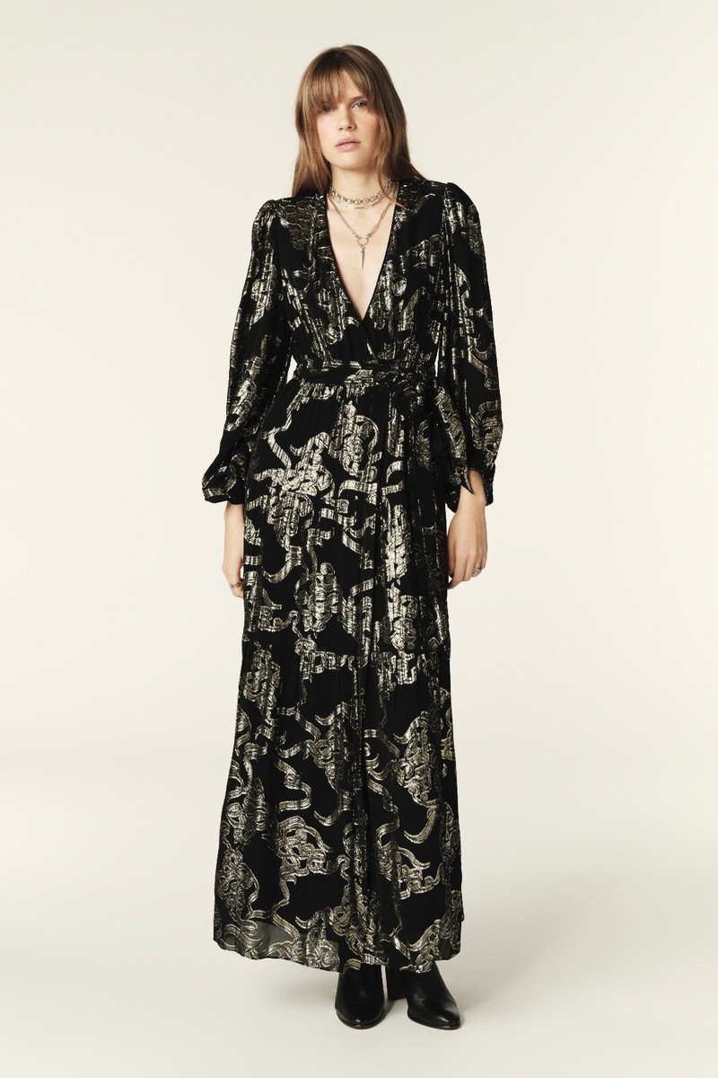 black gold wrap dress Ba&Sh Fil Coupe Maxi Dress, 1 / party black and gold dress