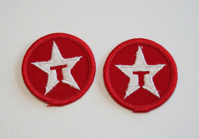 2 Small Texaco Star Oil & Gas Gasoline Red Cloth Car Jacket Patch New NOS 1980s