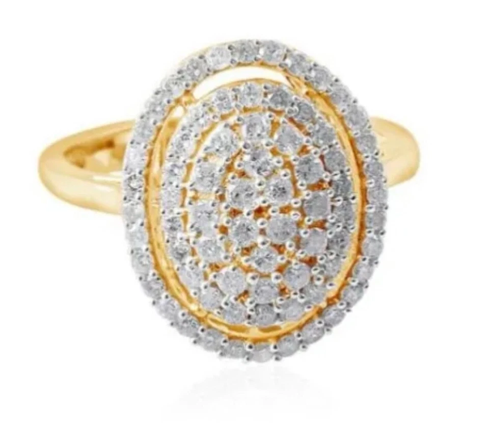 TJC 1 Carat Diamond Cluster Dome Ring in 9K YellowGold SGL Cert 13 GH Size T - Image 4 of 4