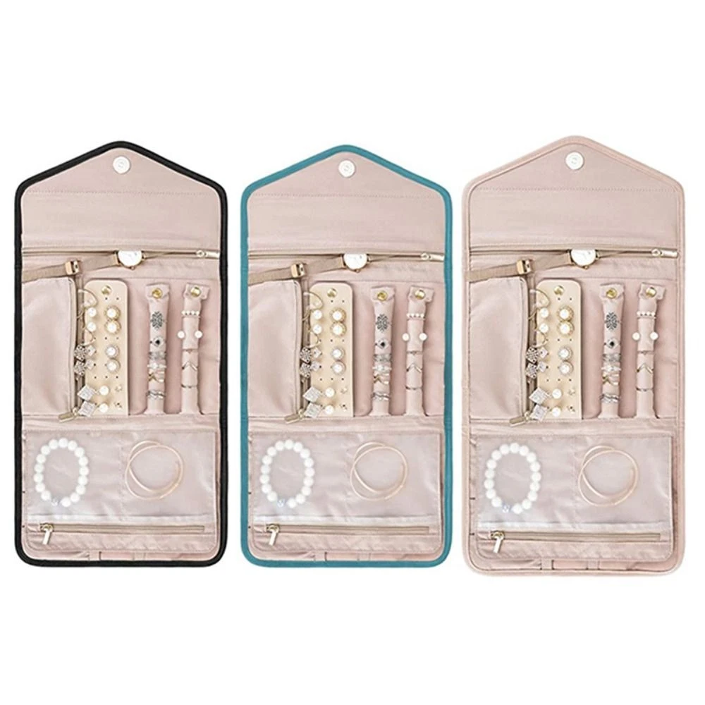 Large Travel Jewelry Case PU Jewelry Organizer Bags Jewelry Roll