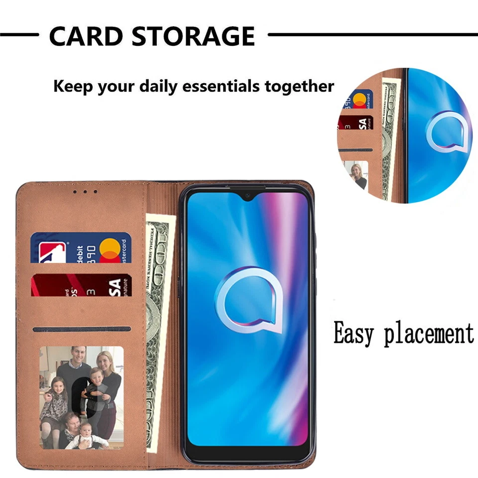 For Alcatel 1S 2020/1V 2020/Alcatel 3L 2020 - PU Leather Stand Wallet Cover Case - Image 4 of 4