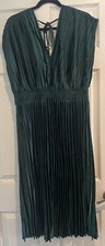 Women's Forest Green Pleated Maxi Dress Sleeveless Size XXL - A0168