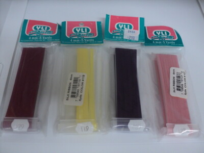 SILK RIBBON- 4MM- 4-ASSORTED COLORS- #2 YLI