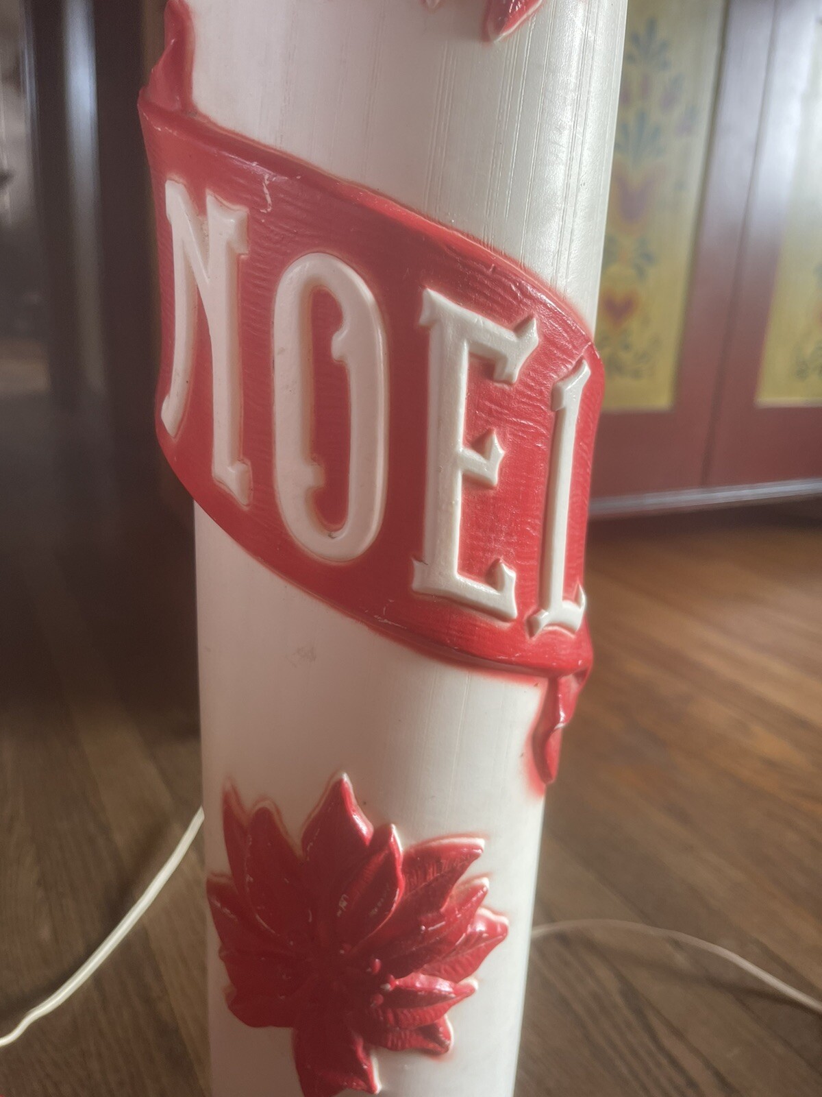 VINTAGE EMPIRE BLOW MOLD CHRISTMAS CANDLES 1973 SET OF 2 39" TALL WORKS