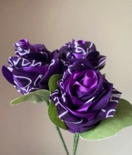 Bandana Roses, 3 Purple Roses, Bouquet, Forever Roses, Perfect Gift, Decoration
