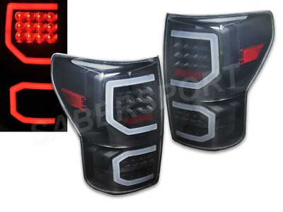 Set of Pair Black Smoke Full LED Taillights for 2007-2013 Toyota Tundra