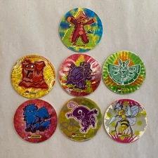 Lot Of 7 POKEMON 4 Tazos SHINY Original Mexico Pogs Sabritas