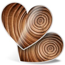 2 x Heart Stickers 15 cm - Tree Trunk Wood Section Rings #16844