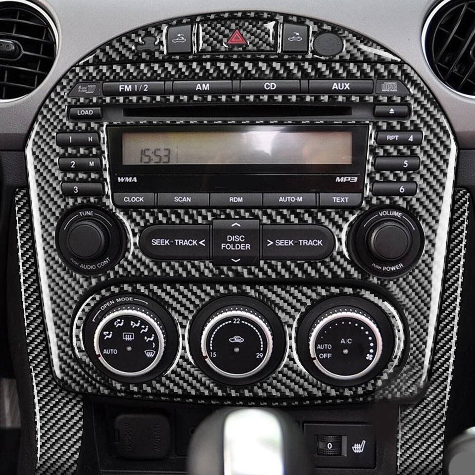 Para Mazda MX-5 Miata 2012-2015 fibra de carbono controle central CD painel acabamento 6 peças - Imagem 4 de 4