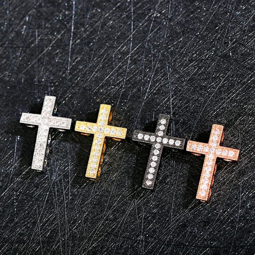 Wholesale Micro Pave Clear Cubic Zirconia Cross Beads Connector DIY Loose Beads - Picture 6 of 33