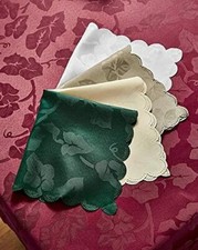 175cm ROUND (69") Ivy Leaf Damask Tablecloths & Napkins TRADITIONAL Christmas