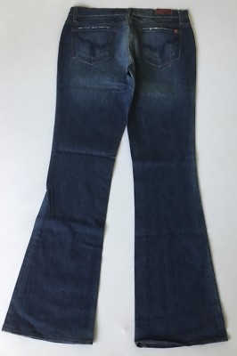 Blue B2 Women's Boot Cut Flare Denim Jeans Medium Blue Wash Waist