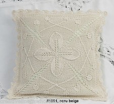 Cotton Crochet Pillow Cushion COVER 16x16" Ecru Beige Creative Linens 1091