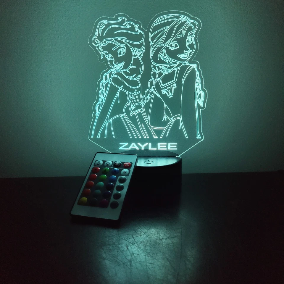 Frozen Elsa & Anna Luz Nocturna Personalizada GRATIS Personalización Personalizada LED Lámpara de Mesa Foto 4 de 4