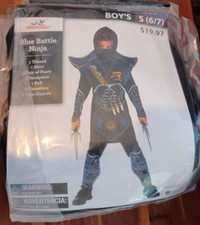 Blue Battle Ninja Costume Halloween Boy's Small 6/7