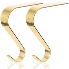 2pcs Christmas Stocking Hanging Hooks Metal Stocking Holder Christmas Decoration