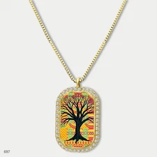 Amazing Colorful Tree of Life Pendant Necklace Chain Image Dog Tag Chain Gift De