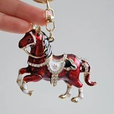 Elegant Red Horse Keychain with Gift Box Zodiac Symbol of 2026 Year of the Horse