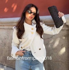 ZARA NEW WOMAN ZW LIMITED CONTRASTING CROPPED JACKET ECRU XS-L 2630/586/712