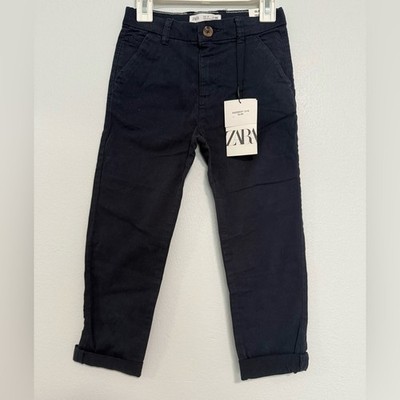 Zara Kids Navy Blue Garment Dyed Slim Fit Chino Pants Size 7 122cm