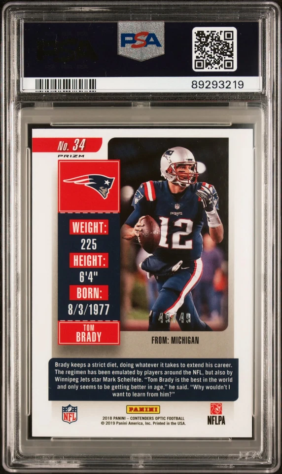 2018 Panini Contenders Optic Tom Brady #34 Orange PSA 10 - Image 2 of 2